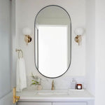 TEHOME Cristos 20x40" Black Mid-century Pill Bathroom Mirrors Front View