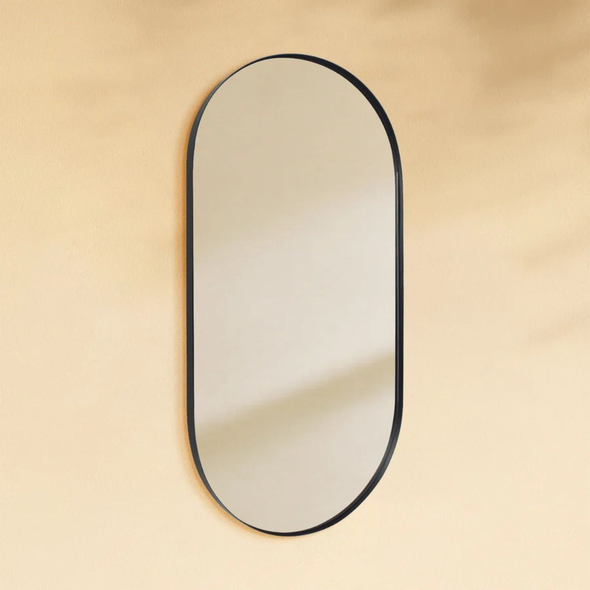 TEHOME Cristos 20x40" Black Mid-century Pill Wall Mirrors Side View