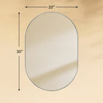 TEHOME Cristos Brushed Nickel 20x30 Mid-century Pill Wall Mirrors Front View Size