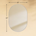 TEHOME Cristos Chrome 20x30 Mid-century Pill Wall Mirrors Front View Size