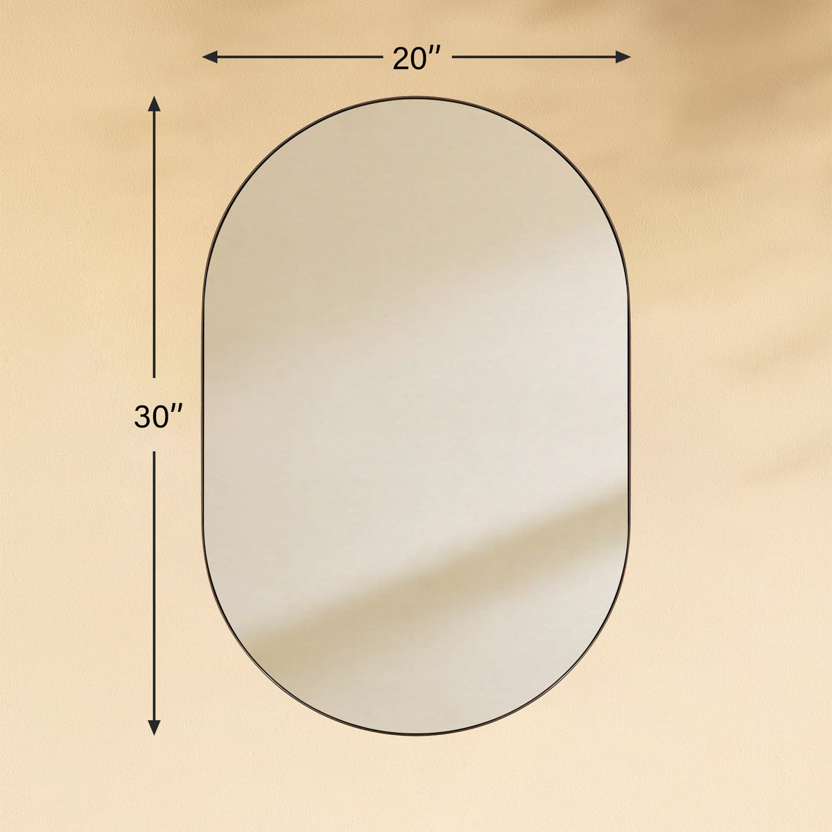 TEHOME Cristos Oil Rubbed Bronze 20x30 Mid-century Pill Wall Mirrors Front View Size