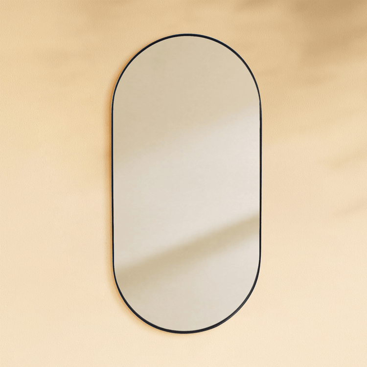 Cristos Mid - century Pill Wall Mirrors GC-0Y039 Black 20x30" TEHOME