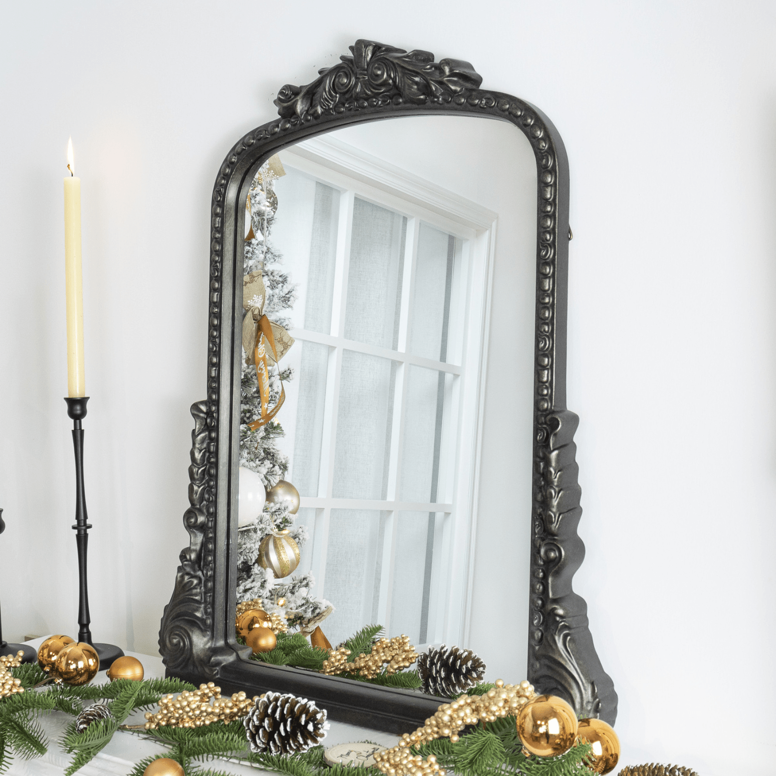 Cummons Vintage Arch Bathroom Mirrors VA0004 Black Foil 22x28" TEHOME