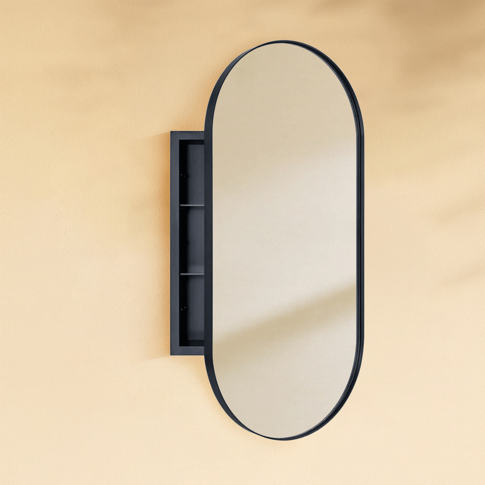 Daisy - Mai Modern Pill Recessed Mount Bathroom Medicine Cabinet with Mirrors GC-00451 Black 16x33" TEHOME