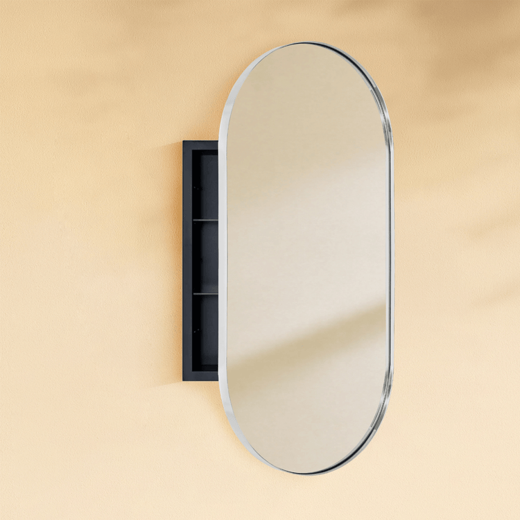 Daisy - Mai Modern Pill Recessed Mount Bathroom Medicine Cabinet with Mirrors GC-00596 Chrome 16x33" TEHOME