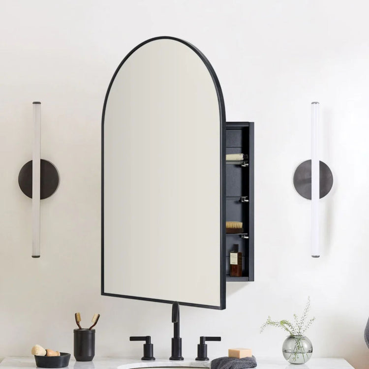 Dake Modern Arch Recessed and Surface Mount Bathroom Medicine Cabinet with Mirrors