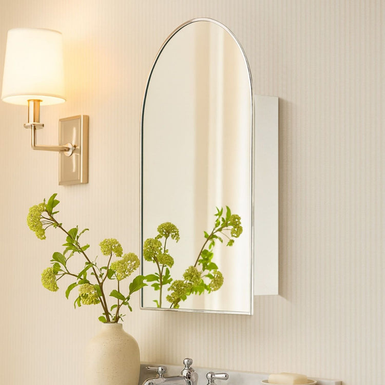Dake Modern Arch Recessed and Surface Mount Bathroom Medicine Cabinet with Mirrors
