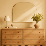 TEHOME Dezerae Brushed Gold  Modern Arch Mantel Mirrors Front View