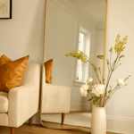 Ellara Modern Irregular Floor Mirrors, 35x65" in Brushed Gold GC-JL0001 Brushed Gold TEHOME