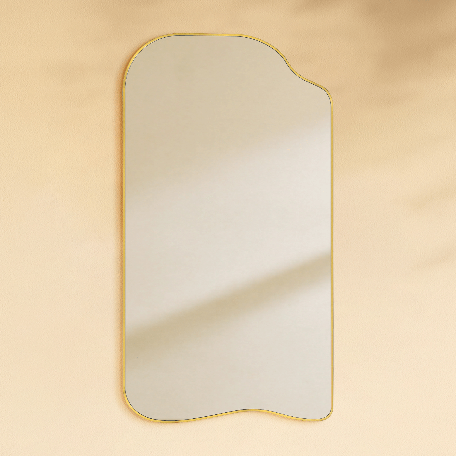Ellara Modern Irregular Floor Mirrors, 35x65" in Brushed Gold GC-JL0001 Brushed Gold TEHOME