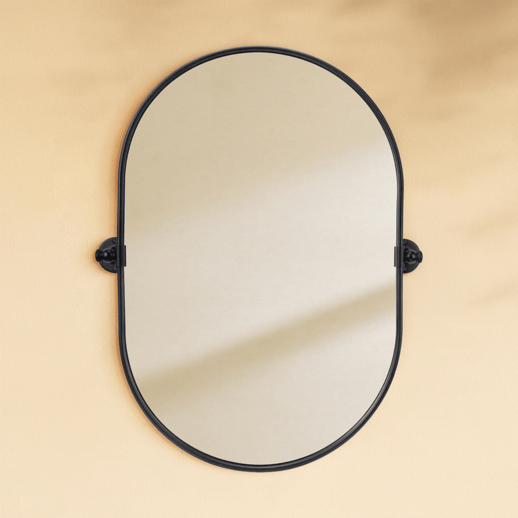 Elysian Farmhouse Pill Bathroom Pivot Mirrors GC-00325 Black 20x30" TEHOME