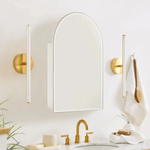 Emra Modern Arch Frameless Recessed and Surface Mount Bathroom Medicine Cabinet with Mirrors GC-TC0021 White 16x28" TEHOME