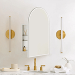 Emra Modern Arch Frameless Recessed and Surface Mount Bathroom Medicine Cabinet with Mirrors GC-TC0021 White 16x28" TEHOME
