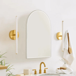 Emra Modern Arch Frameless Recessed and Surface Mount Bathroom Medicine Cabinet with Mirrors GC-TC0021 White 16x28" TEHOME