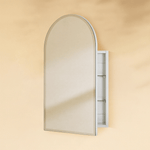 Emra Modern Arch Frameless Recessed and Surface Mount Bathroom Medicine Cabinet with Mirrors GC-TC0021 White 16x28" TEHOME