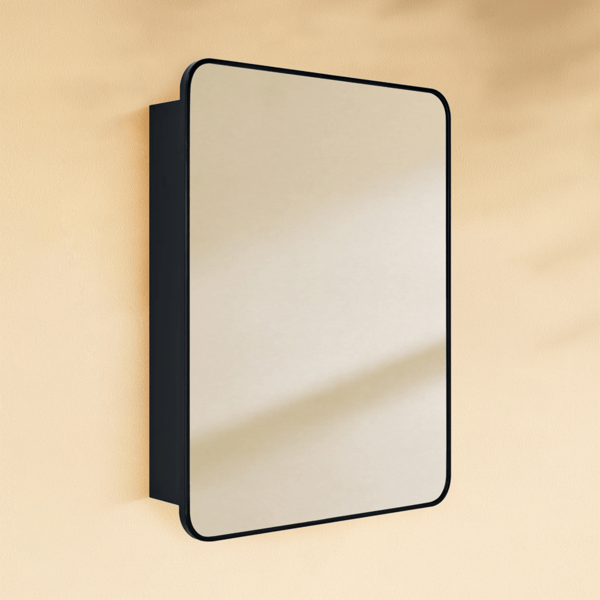 Garnes Modern Rectangle Recessed and Surface Mount Bathroom Medicine Cabinet with Mirrors GC-XB0003 Black 16.5x24" TEHOME