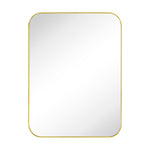 Lucia Contemporary Rounded Rectangular Framed Wall Mounted Bathroom Vanity Mirror GC-0Y309 Brushed Gold 30x40" TEHOME