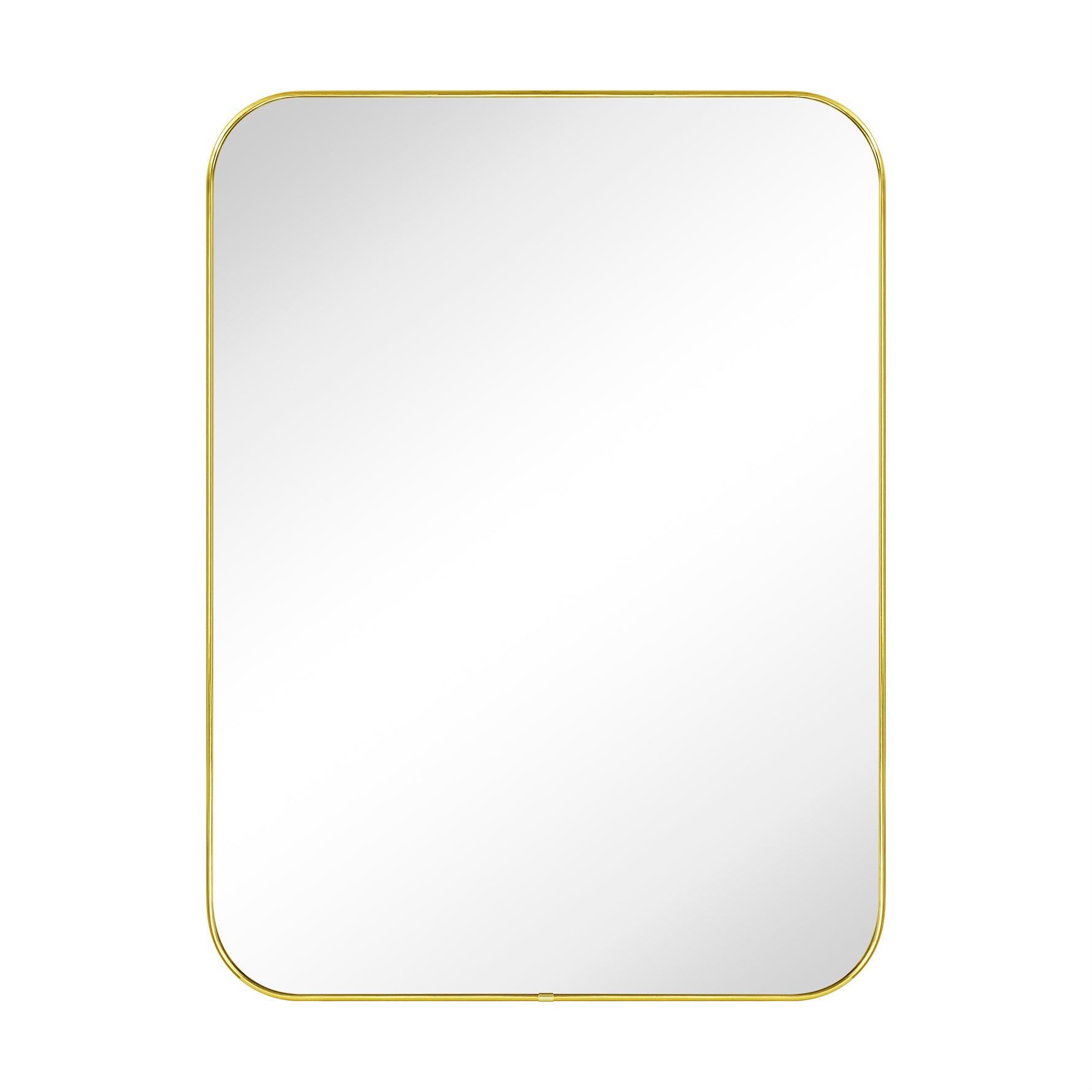 Lucia Contemporary Rounded Rectangular Framed Wall Mounted Bathroom Vanity Mirror GC-0Y309 Brushed Gold 30x40" TEHOME