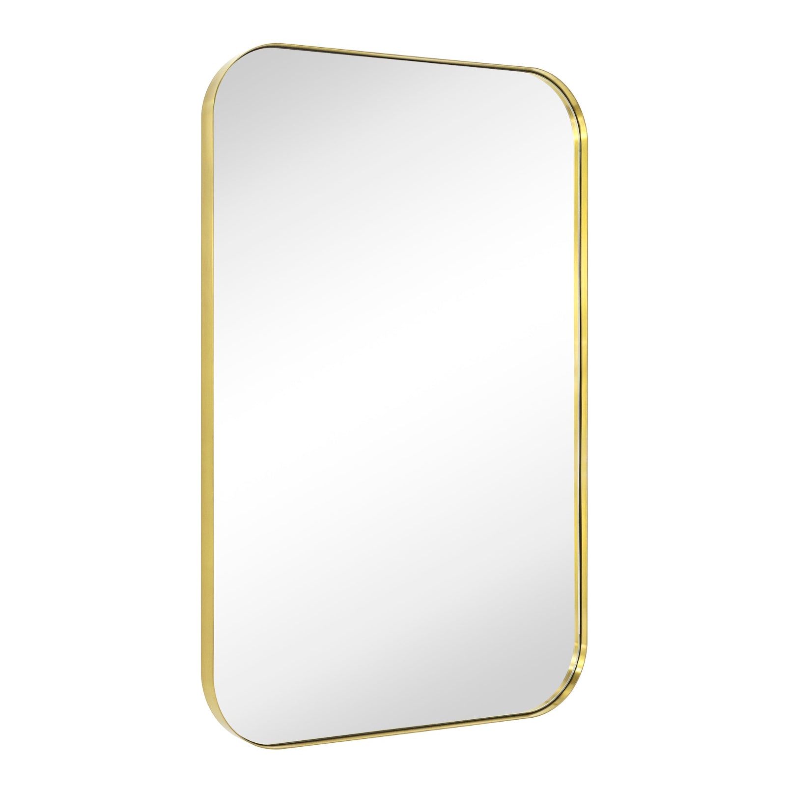 Bellara Mid - Century Rectangle Large Wall Mirrors with Rounded Corners GC-0Y143 Brushed Gold 30x40" TEHOME