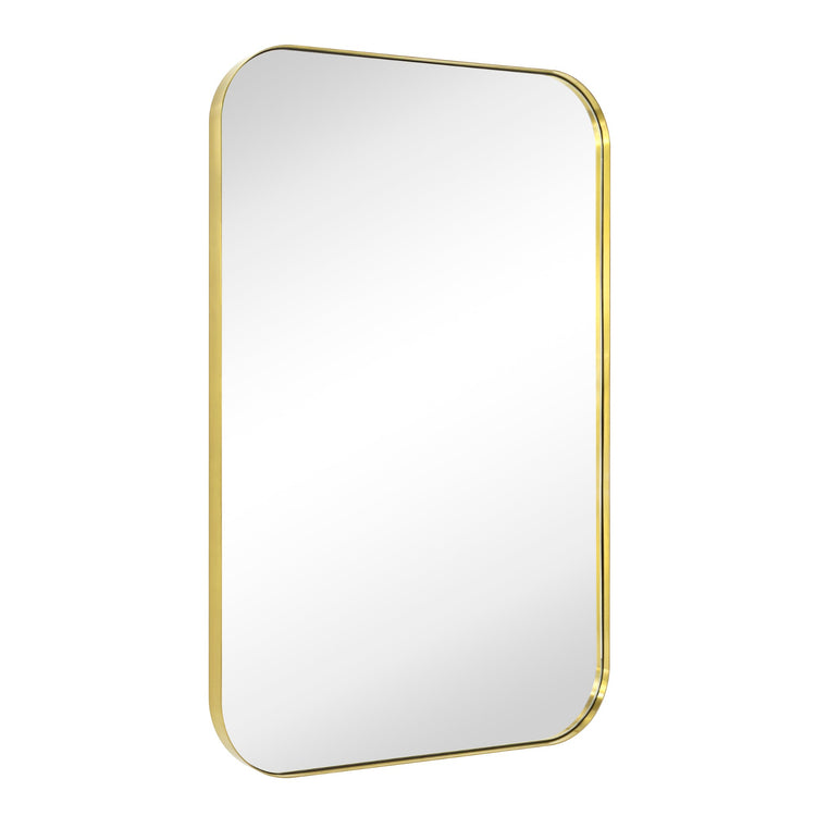 Bellara Mid - Century Rectangle Large Wall Mirrors with Rounded Corners GC-0Y143 Brushed Gold 30x40" TEHOME