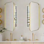 Adasu Mid - century Rectangle Recessed and Surface Mount Bathroom Medicine Cabinet with Mirrors GC-XB0018 Black 20x40" TEHOME