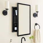 Haddison Modern Rectangle Recessed Mount Bathroom Medicine Cabinet with Mirrors GC-00176 Brushed Nickel 16x24" TEHOME