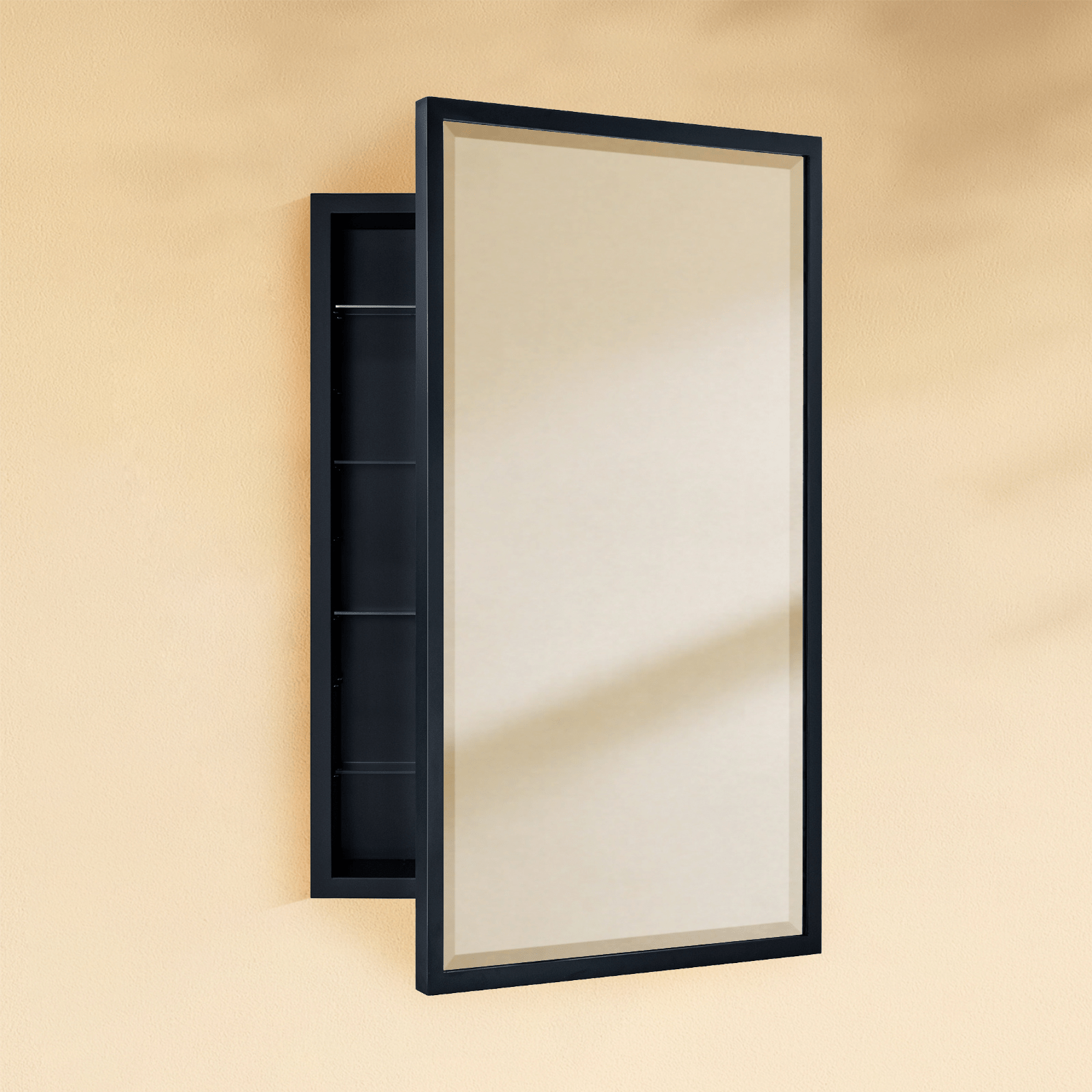 Haddison Modern Rectangle Recessed Mount Bathroom Medicine Cabinet with Mirrors GC-00176 Brushed Nickel 16x24" TEHOME