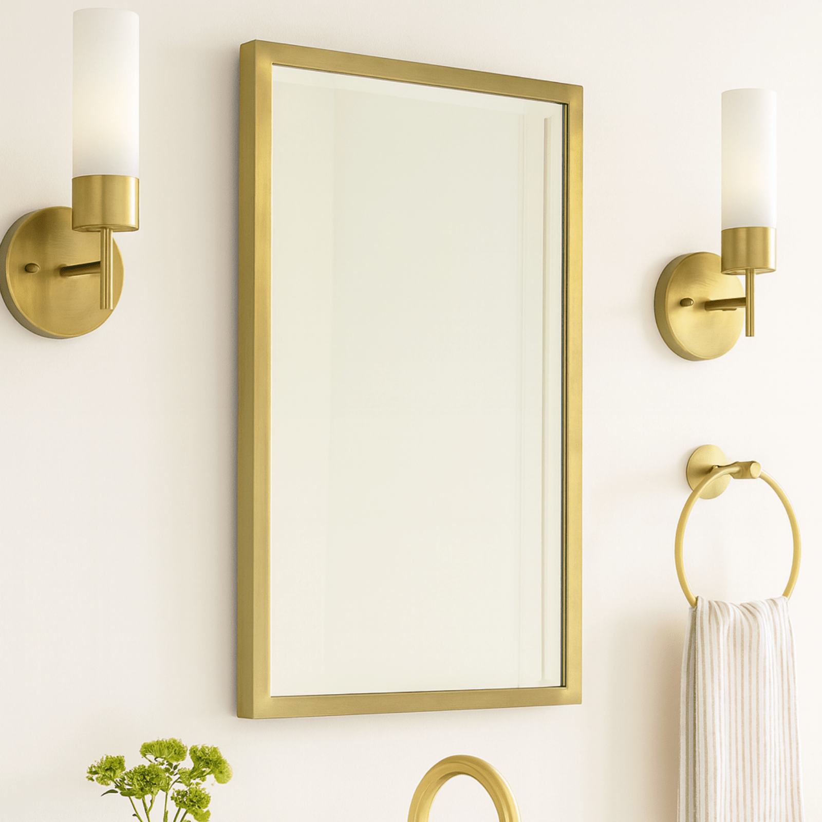 Haddison Modern Rectangle Recessed Mount Bathroom Medicine Cabinet with Mirrors GC-00178 Brushed Gold 16x24" TEHOME