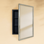 Haddison Modern Rectangle Recessed Mount Bathroom Medicine Cabinet with Mirrors GC-00176 Brushed Nickel 16x24" TEHOME