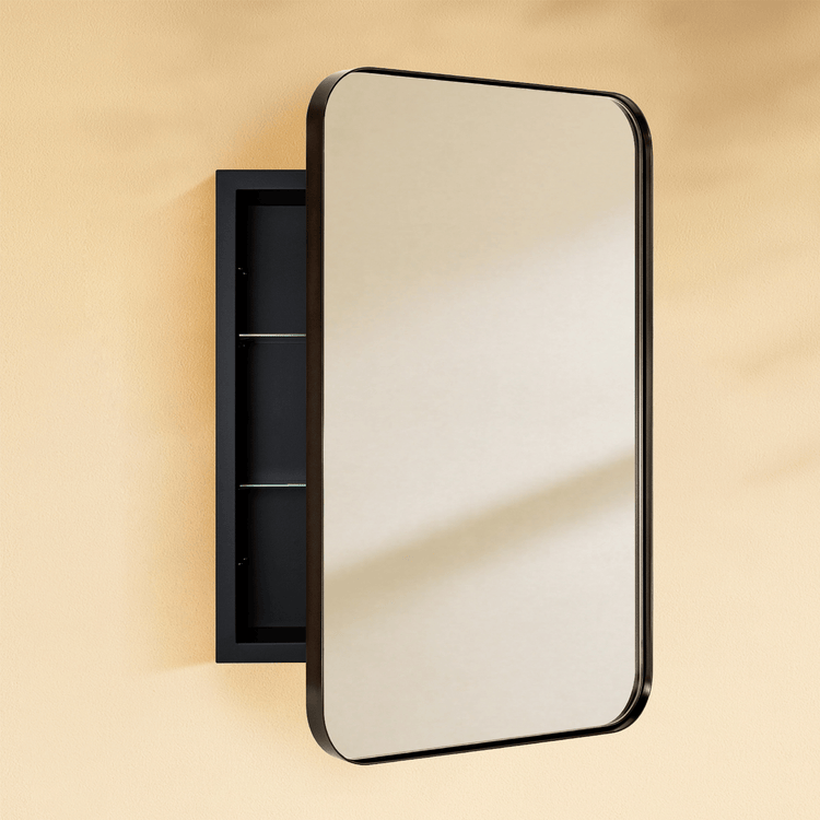 Haslem Modern Rectangle Recessed Mount Bathroom Medicine Cabinet with Mirrors GC-00327 Oil Rubbed Bronze 16x24" TEHOME