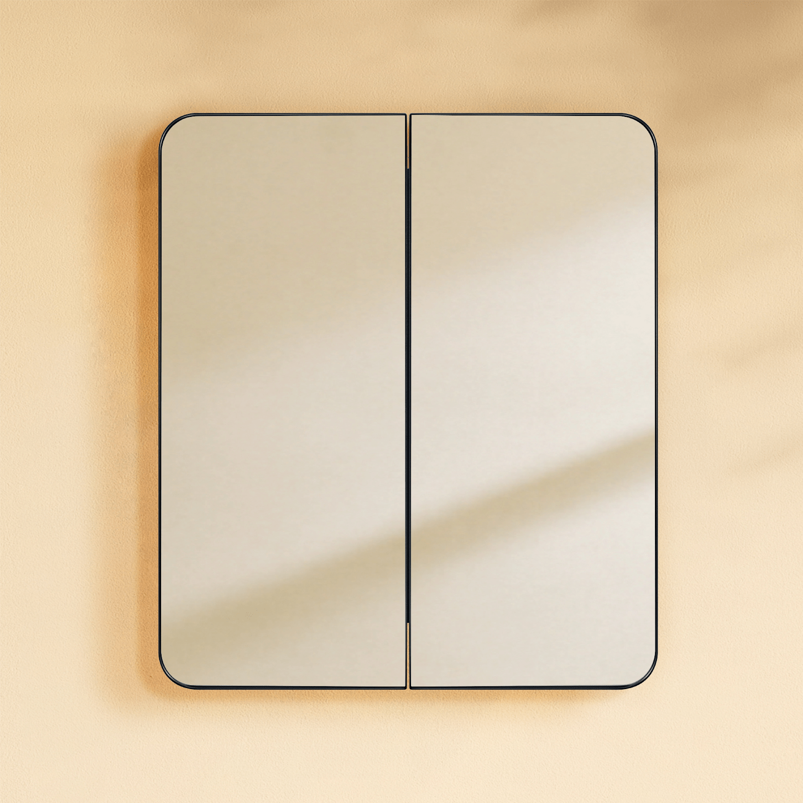 Haxhere Modern Rectangle Recessed and Surface Mount Bathroom Medicine Cabinet with Mirrors, Double Door, 26x30" in Black GC-00563 TEHOME