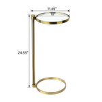 Alto C Shaped Side Table with Glass Top GC-00796 Brushed Gold DIA10" TEHOME