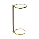 Alto C Shaped Side Table with Glass Top GC-00796 Brushed Gold DIA10" TEHOME