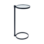 Alto C Shaped Side Table with Glass Top GC-00795 Black DIA10" TEHOME