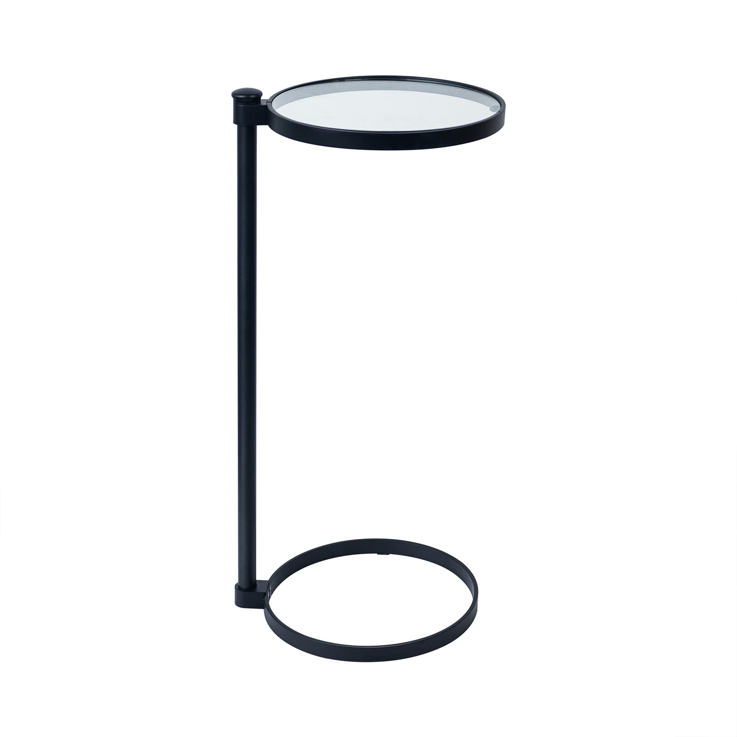 Alto C Shaped Side Table with Glass Top GC-00795 Black DIA10" TEHOME