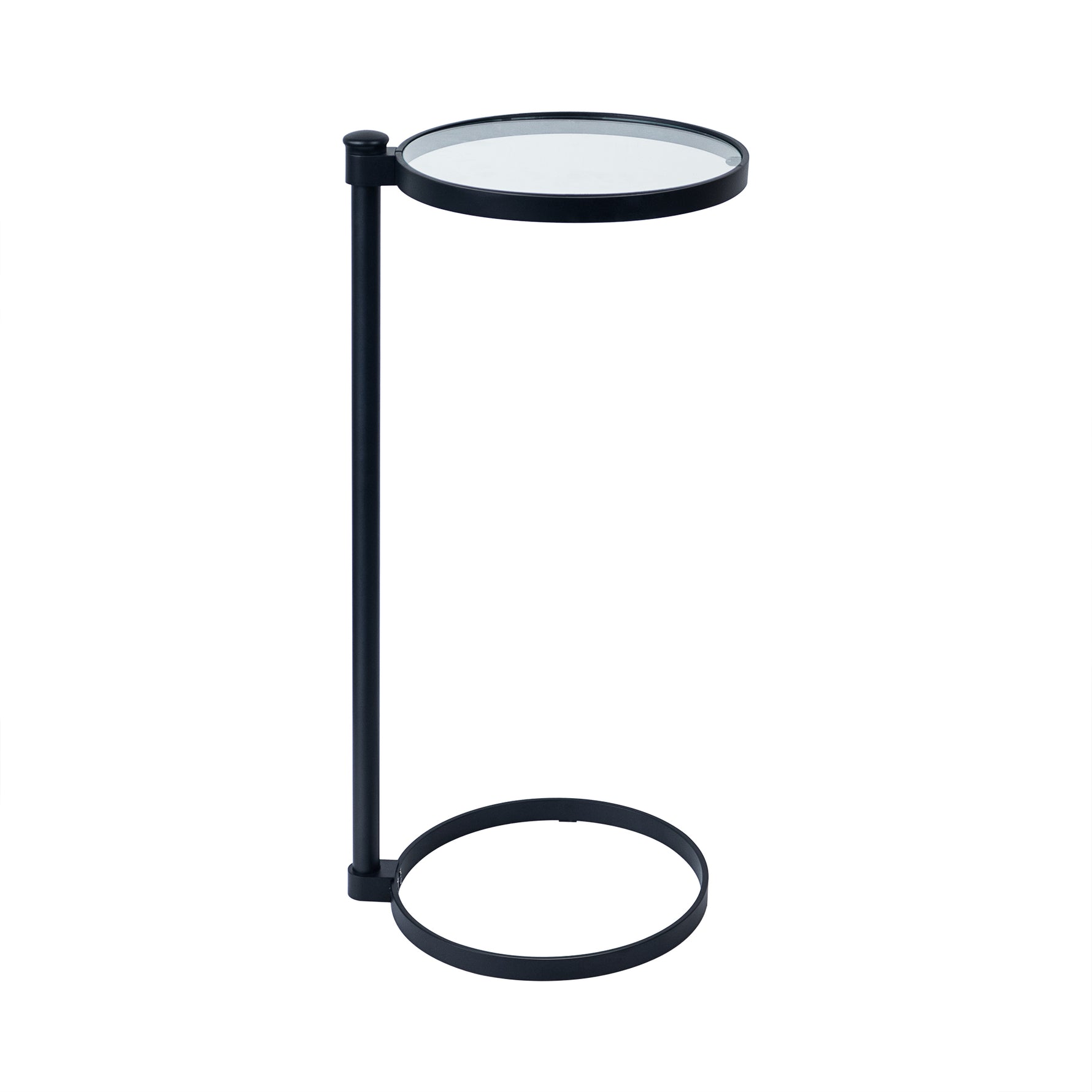 Alto C Shaped Side Table with Glass Top GC-00795 Black DIA10" TEHOME