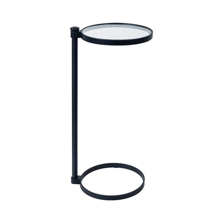Alto C Shaped Side Table with Glass Top GC-00795 Black DIA10" TEHOME