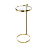 Alto C Shaped Side Table with Glass Top GC-00796 Brushed Gold DIA10" TEHOME