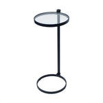 Alto C Shaped Side Table with Glass Top GC-00796 Brushed Gold DIA10" TEHOME