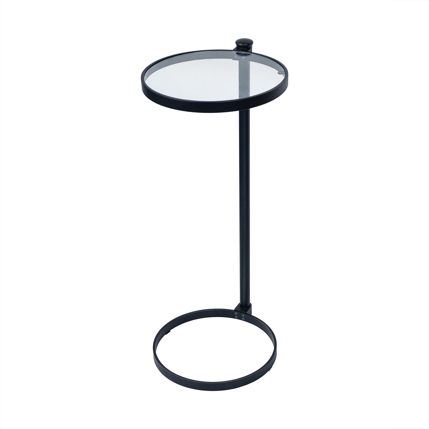 Alto C Shaped Side Table with Glass Top GC-00796 Brushed Gold DIA10" TEHOME