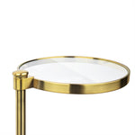 Alto C Shaped Side Table with Glass Top GC-00796 Brushed Gold DIA10" TEHOME