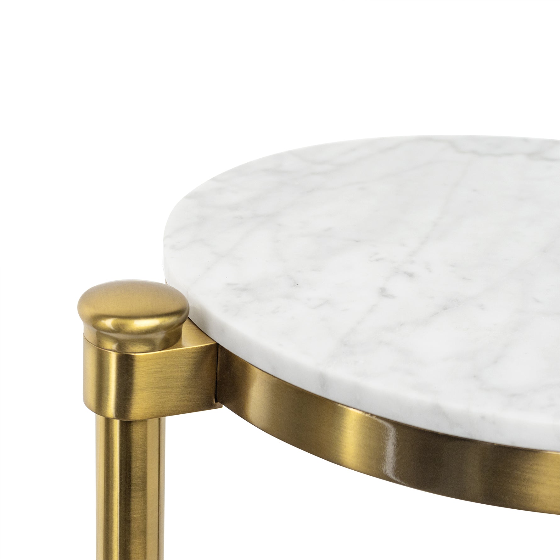 Alto C Shaped Side Table with Marble Top GC-00798 Brushed Gold DIA10" TEHOME