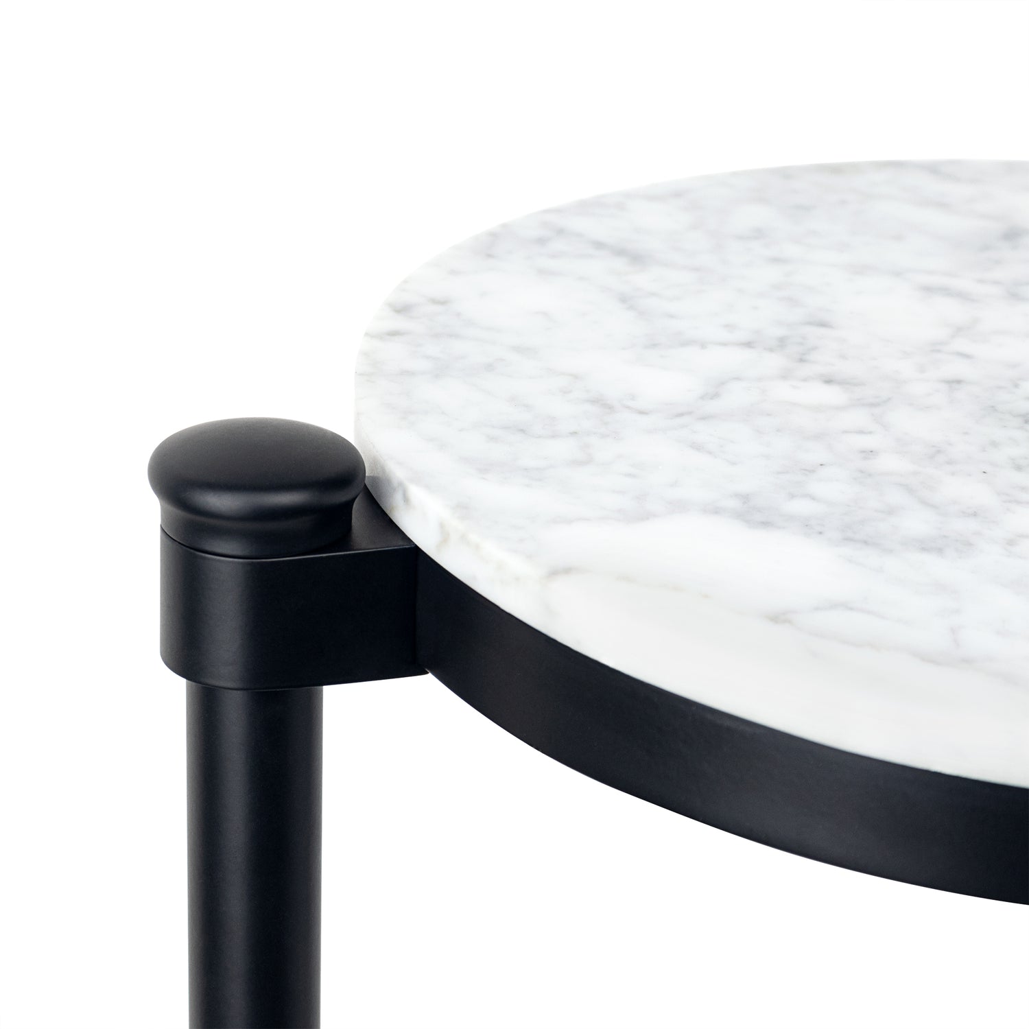 Alto C Shaped Side Table with Marble Top GC-00797 Black DIA10" TEHOME
