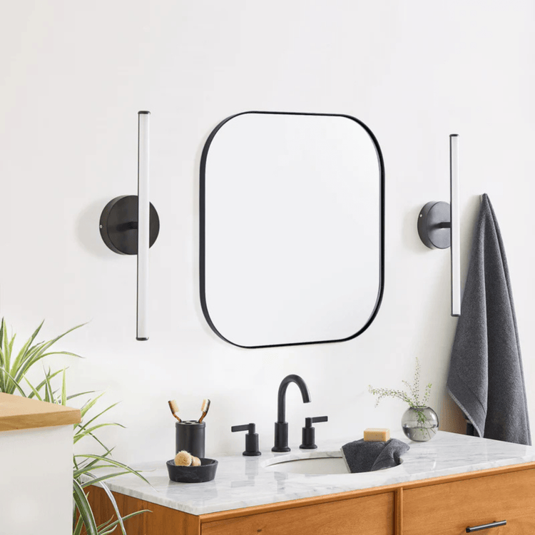 Imar Modern Square Wall Mirrors with Rounded Corners, 24x24" in Black GC-0Y341 TEHOME