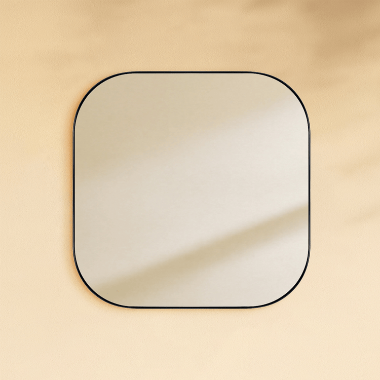 Imar Modern Square Wall Mirrors with Rounded Corners, 24x24" in Black GC-0Y341 TEHOME