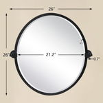 Javel Farmhouse Oval Bathroom Pivot Mirrors, 23x26" in Black GC-00129 TEHOME