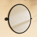 Javel Farmhouse Oval Bathroom Pivot Mirrors, 23x26" in Black GC-00129 TEHOME