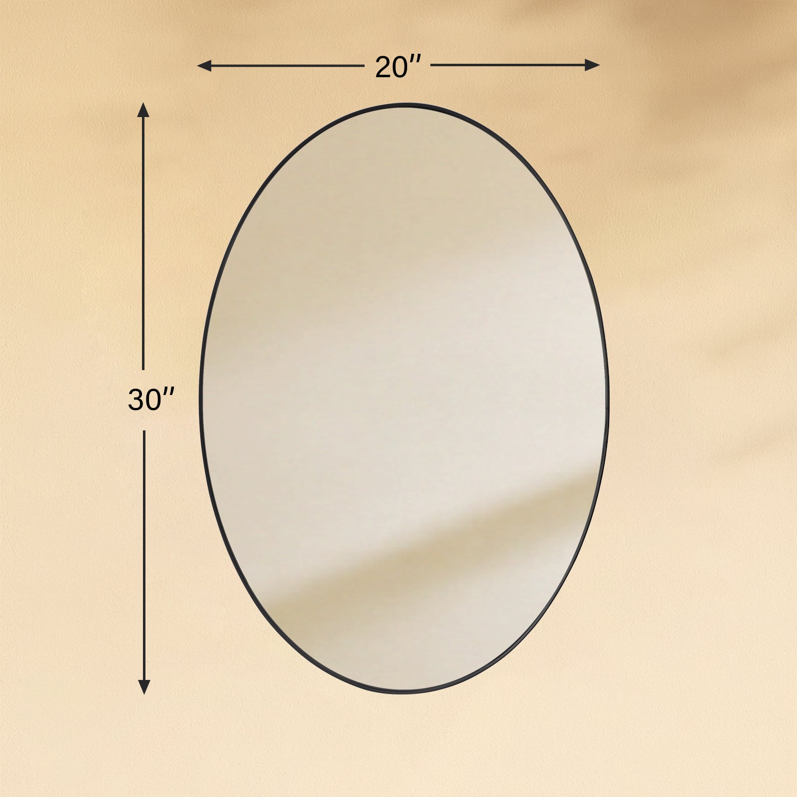 TEHOME Javell Black20x30 Modern Oval Wall Mirrors Front View Size