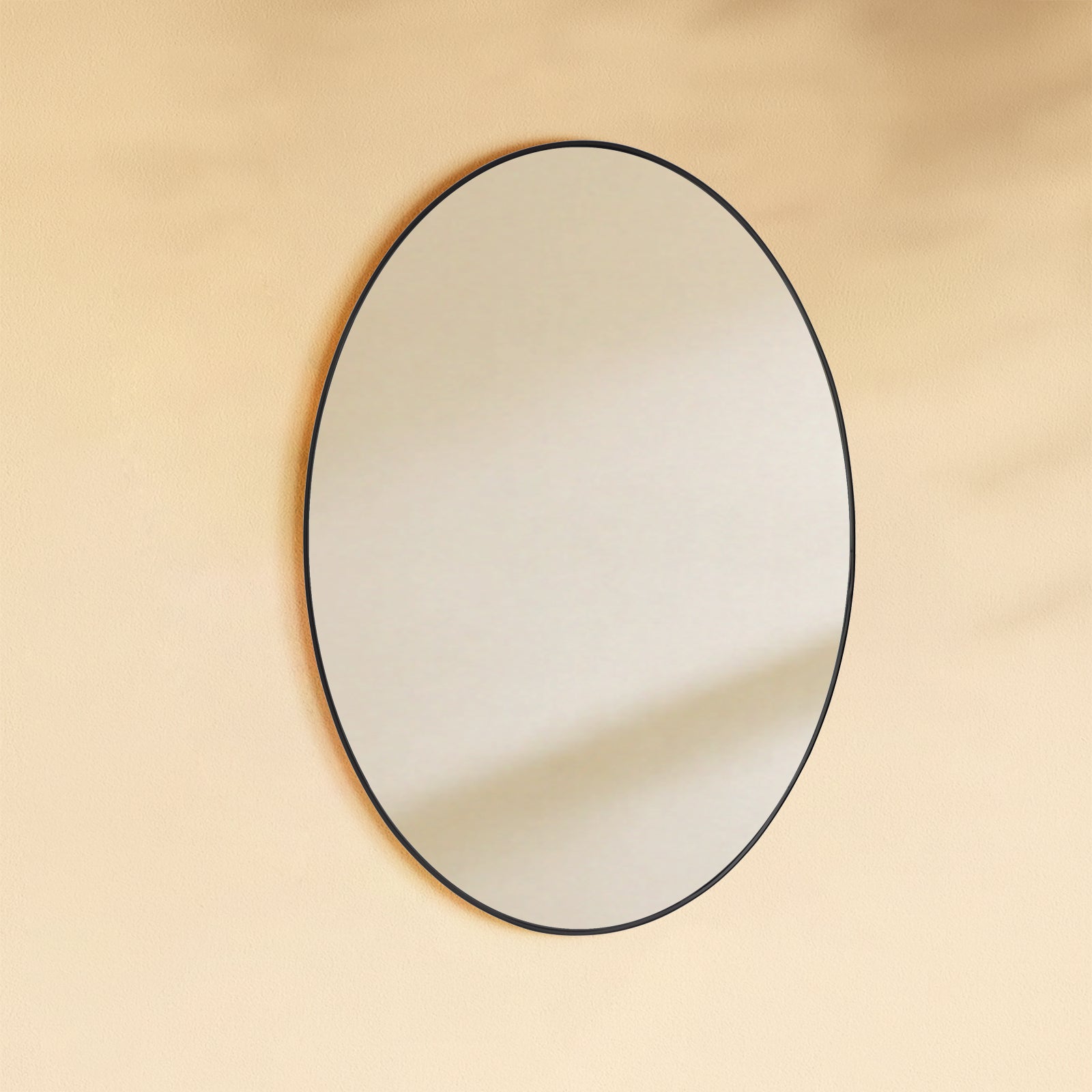 TEHOME Javell Black Modern Oval Wall Mirrors Front View