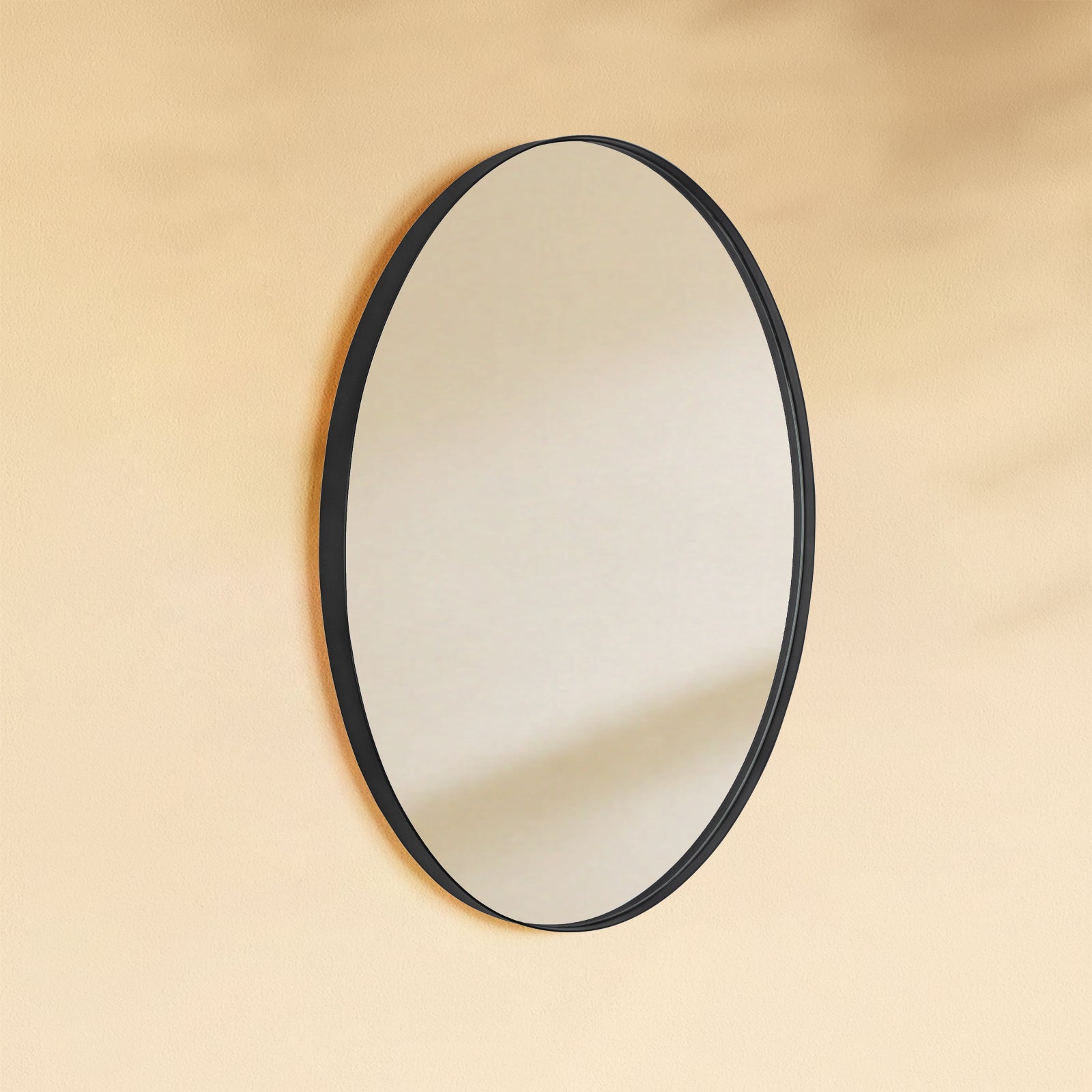 TEHOME Javell Black Modern Oval Wall Mirrors Side View